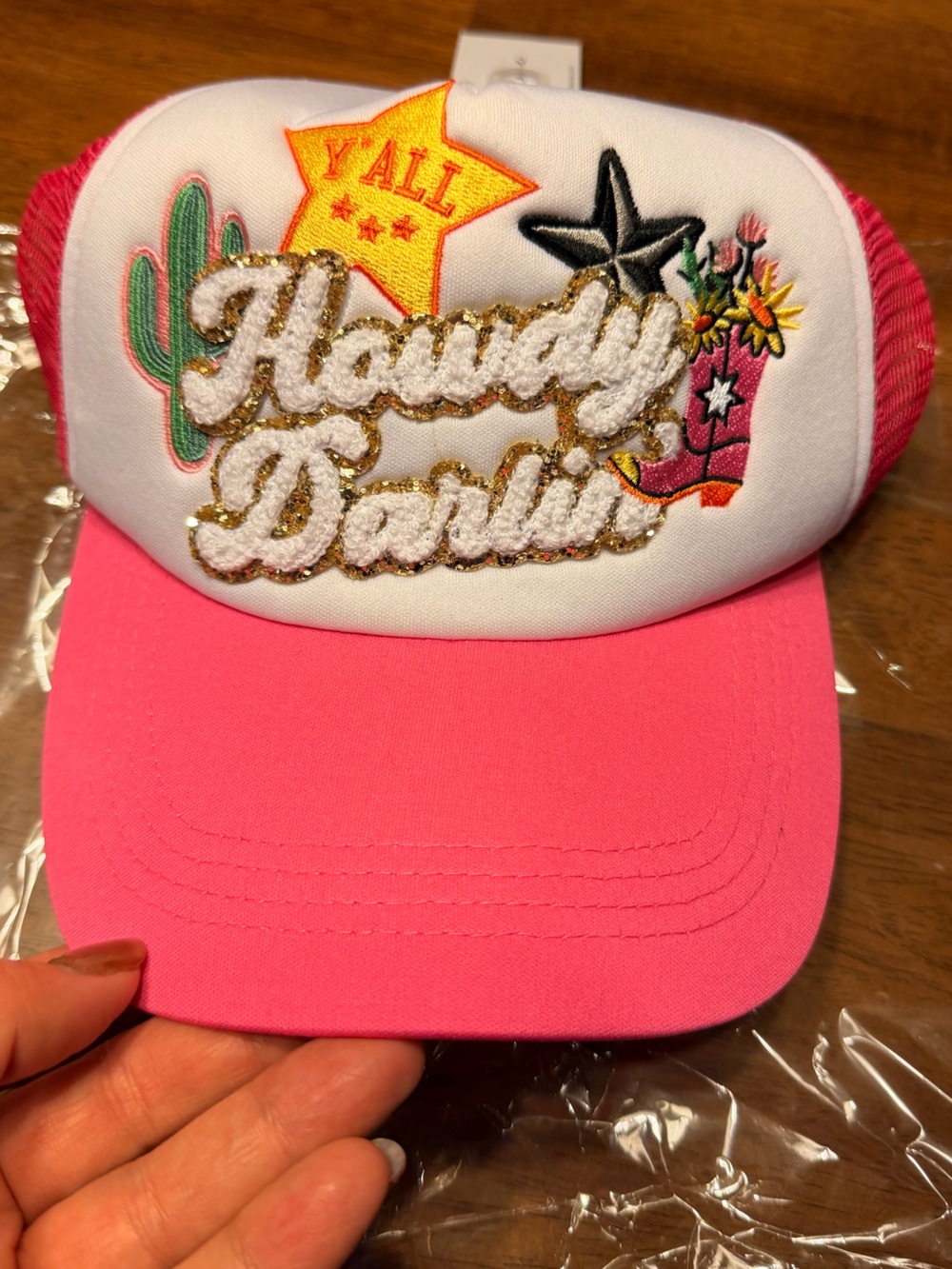 NWT Howdy Darlin' Pink Trucker Hat - Embroidered and Glittery!